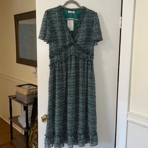 NWT Green Print MIDI Dress